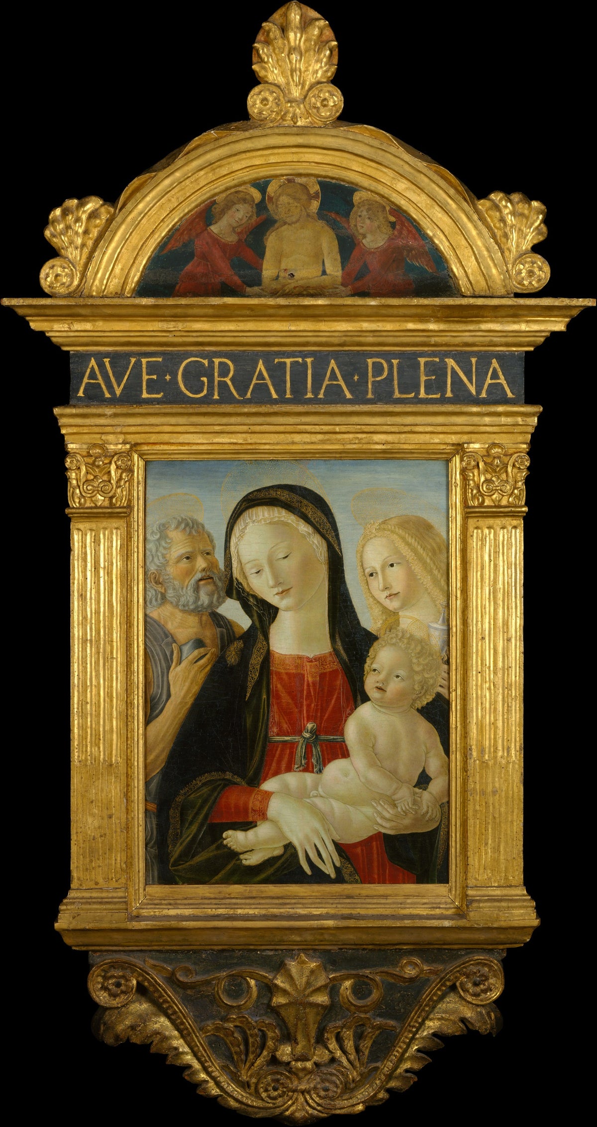 The Man of Sorrows with Two Angels by Francesco di Giorgio Martini - Tempera canvas print