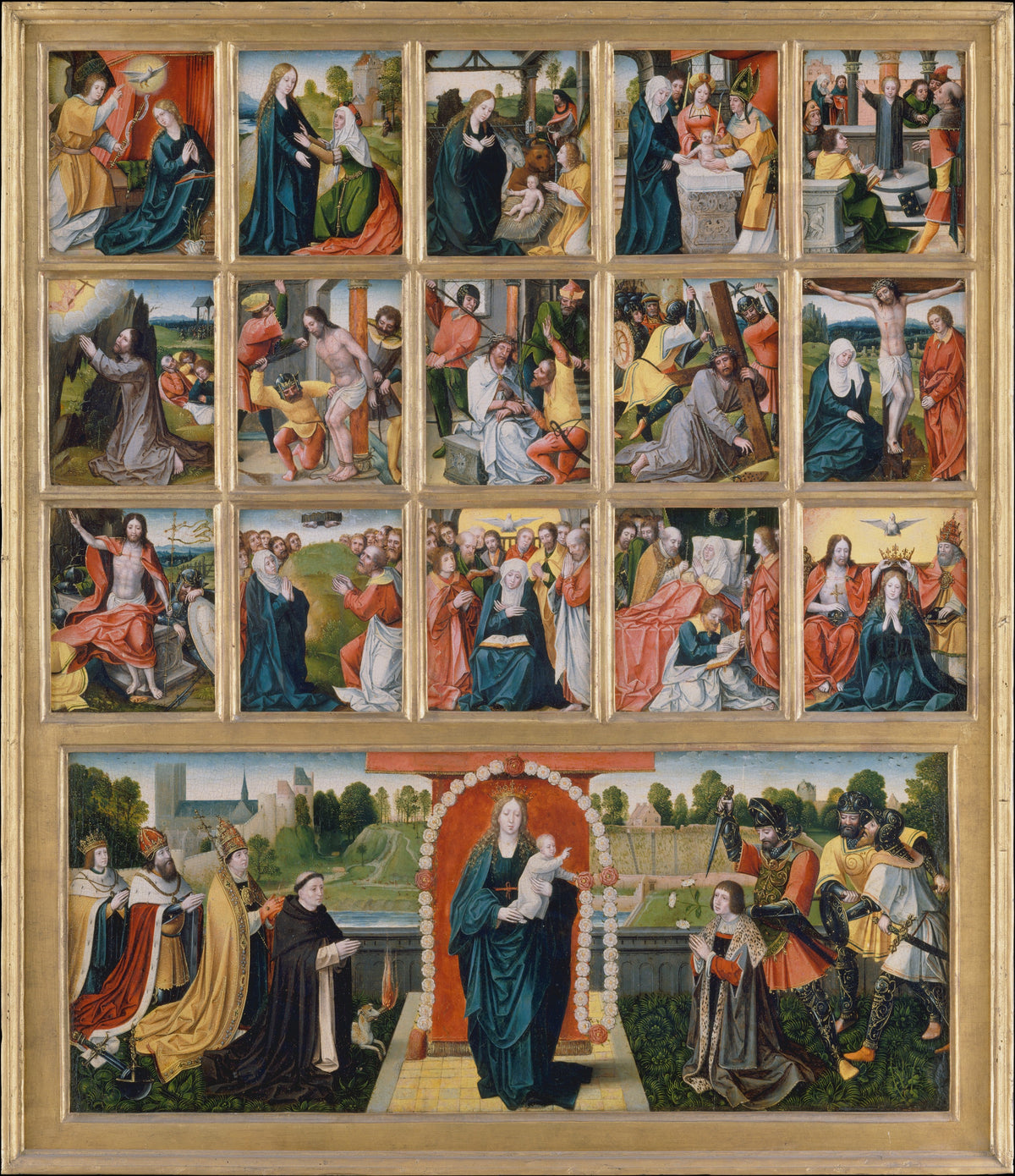 The Fifteen Mysteries and the Virgin of the Rosary by Netherlandish (Brussels) Painter - Classic Art canvas print