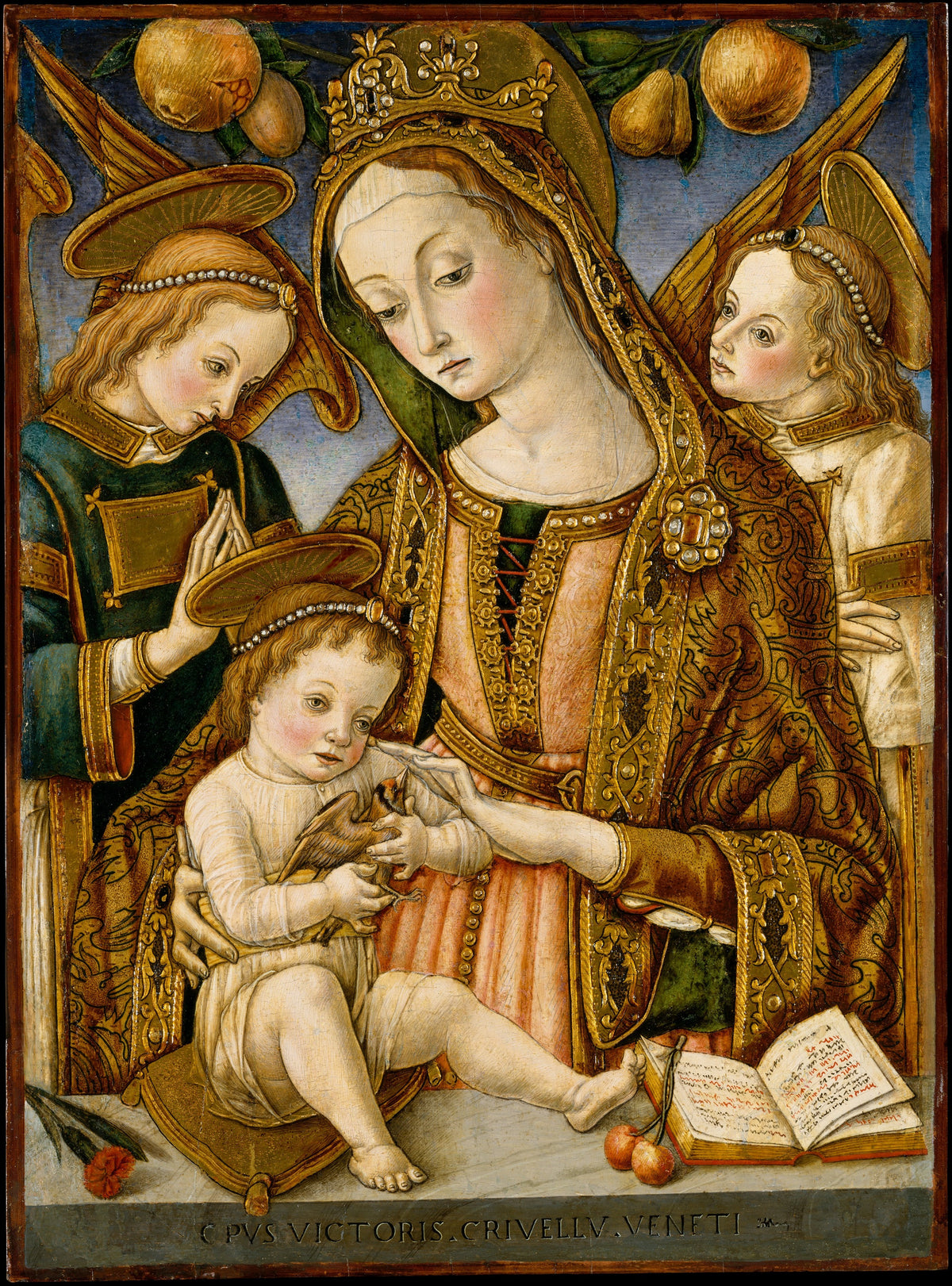 Madonna and Child with Two Angels by Vittore Crivelli - Tempera canvas print