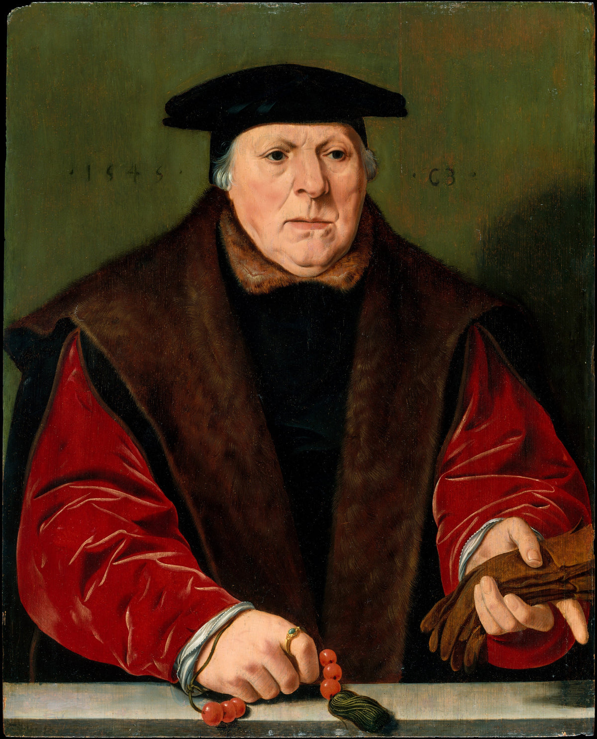 Portrait of a Man with a Rosary by Jan Cornelisz Vermeyen - Classic Art canvas print
