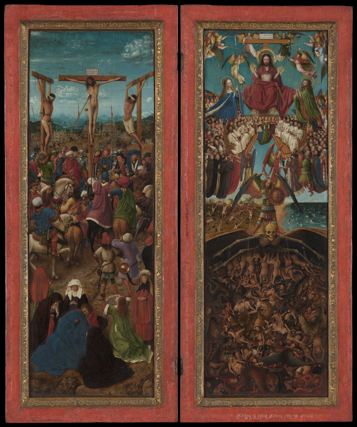 The Crucifixion The Last Judgment by Jan van Eyck - Northern Renaissance canvas print
