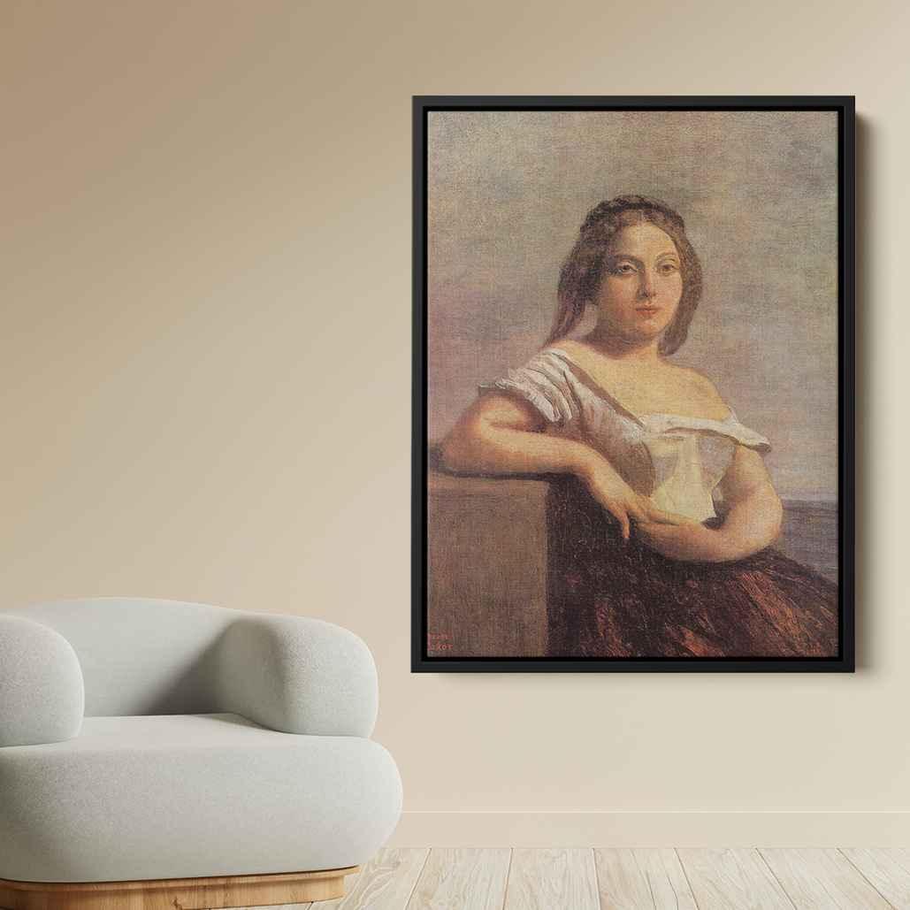 The Fair Maid of Gascony (The Blond Gascon)by Camille Corot Canvas Print