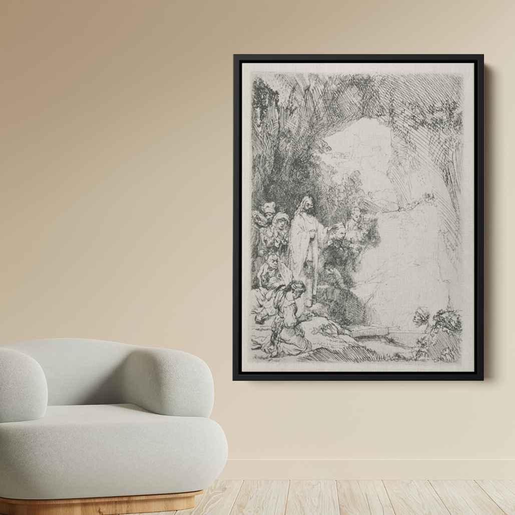 The Resurrection of Lazurus a Small Plateby Rembrandt Canvas Print