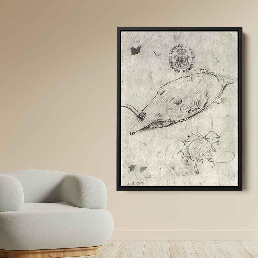 Turtle and a winged demon Canvas Print
