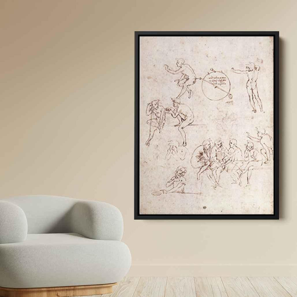 Various figure studiesby Leonardo da Vinci Canvas Print