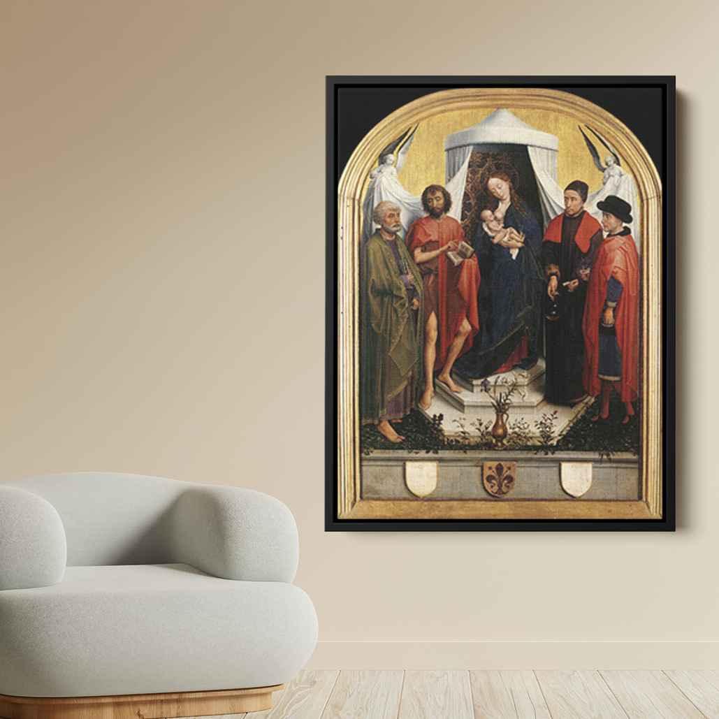 Virgin with the Child and Four Saintsby Rogier van der Weyden Canvas Print