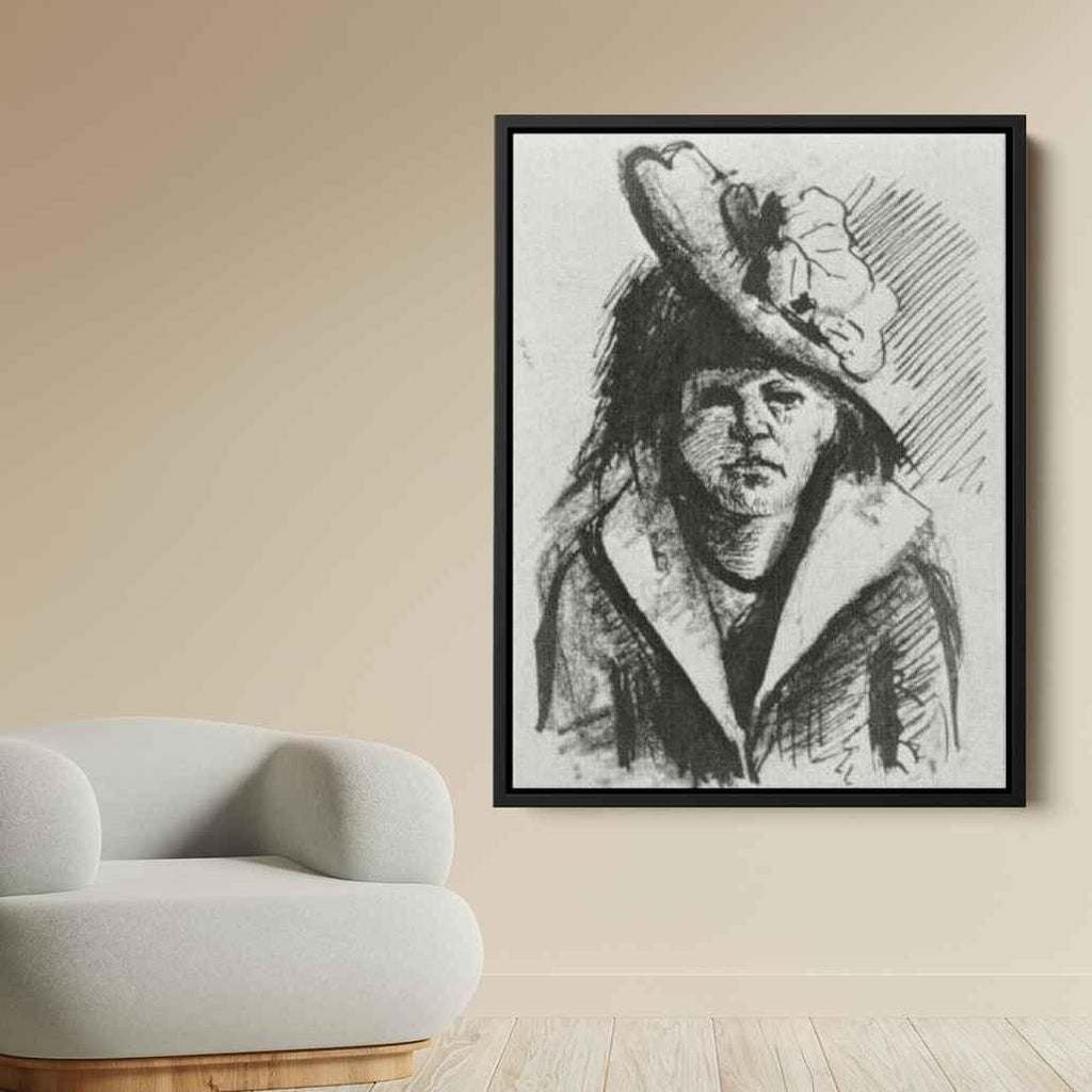 Woman with Hat, Half-Length Canvas Print
