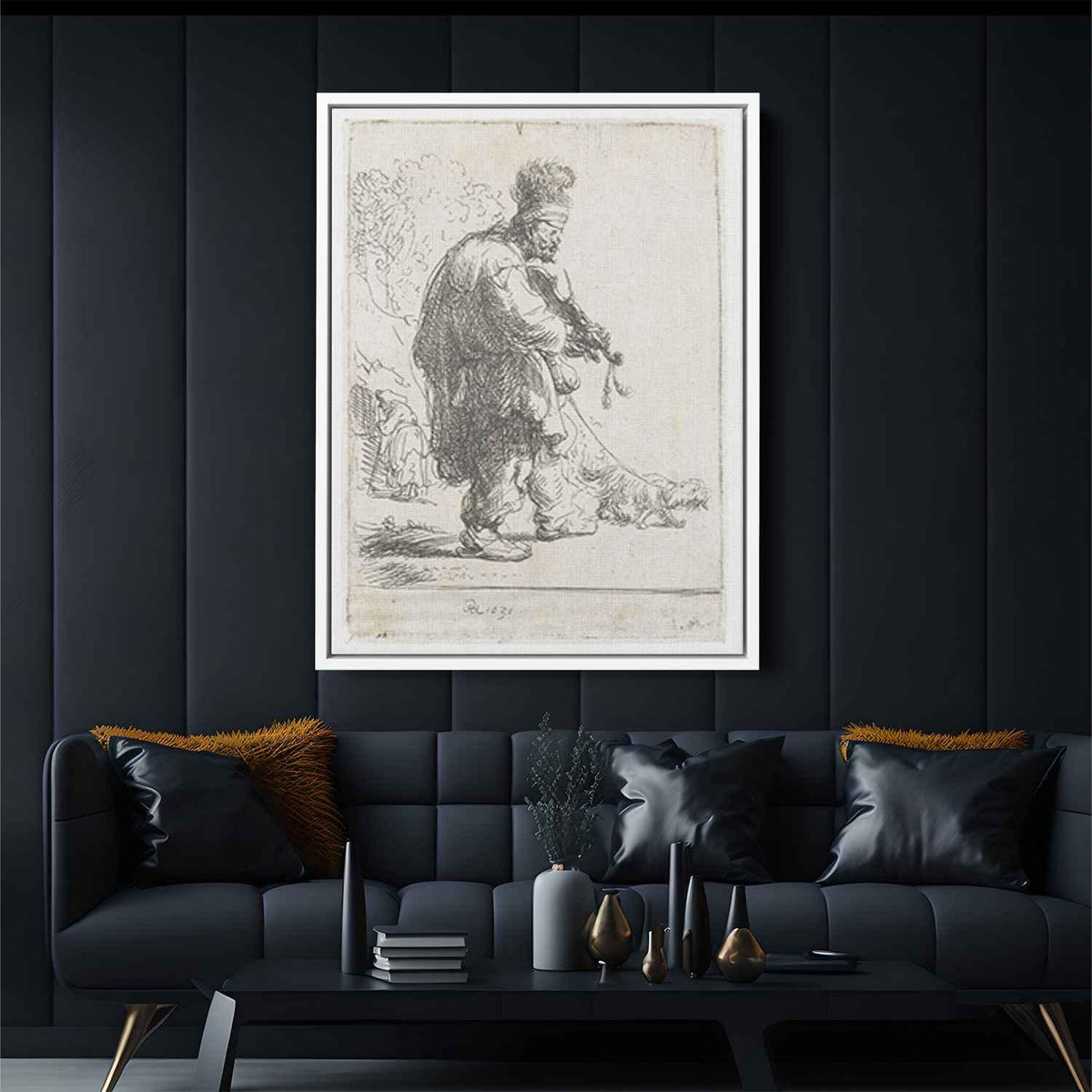 The blind fiddlerby Rembrandt Canvas Print