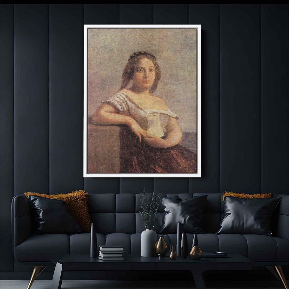 The Fair Maid of Gascony (The Blond Gascon)by Camille Corot Canvas Print