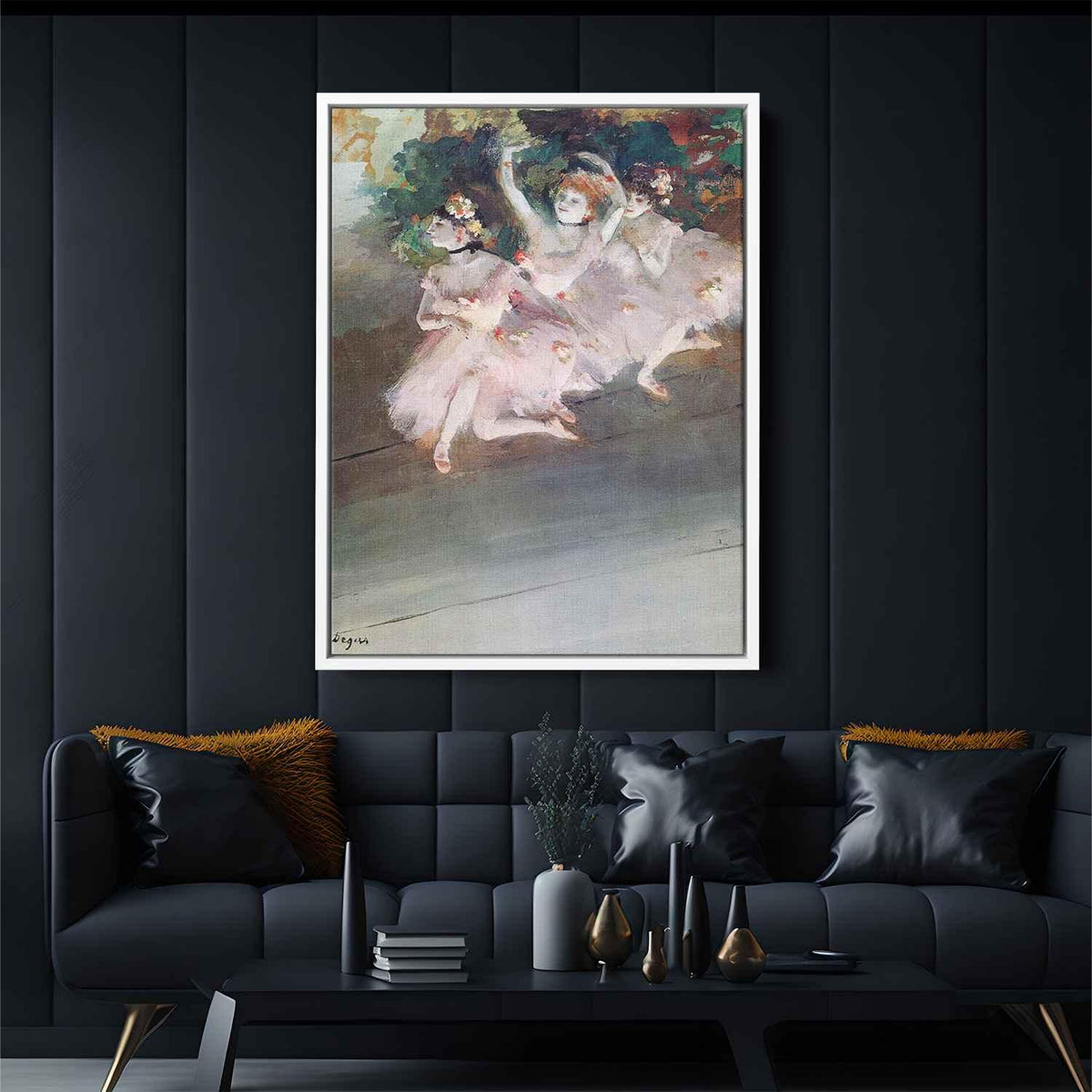 Three Ballet Dancersby Edgar Degas Canvas Print