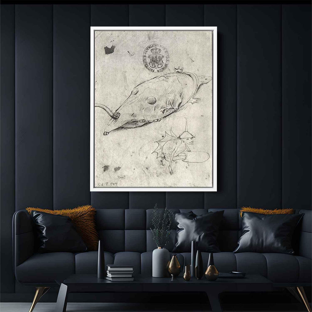 Turtle and a winged demon Canvas Print