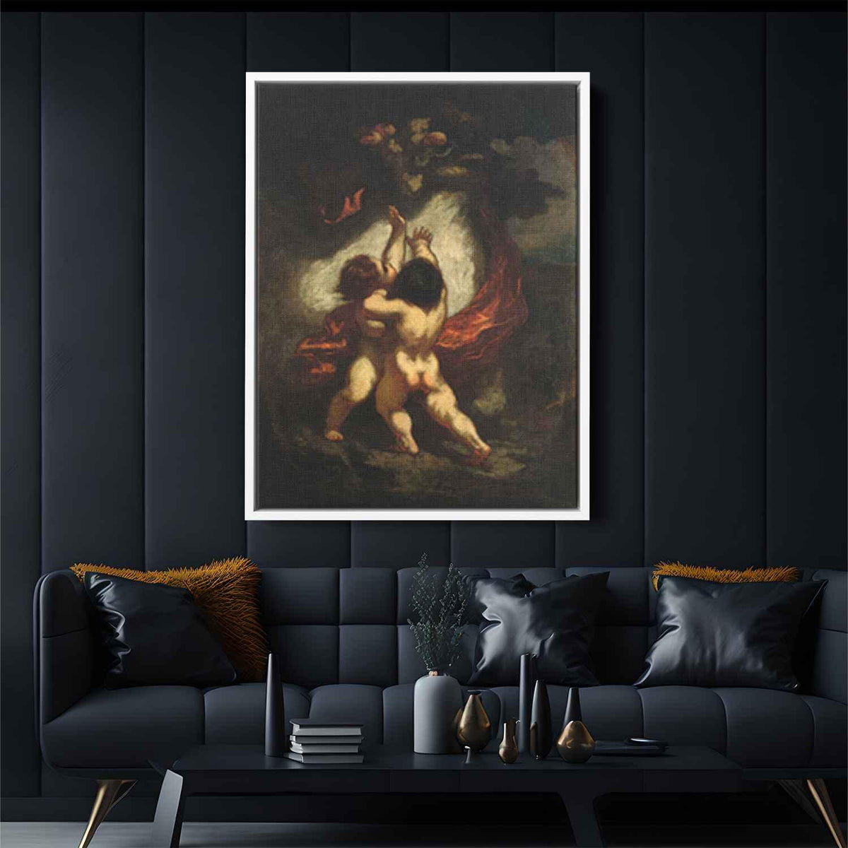 Two Cupids with Red Draperyby Honore Daumier Canvas Print