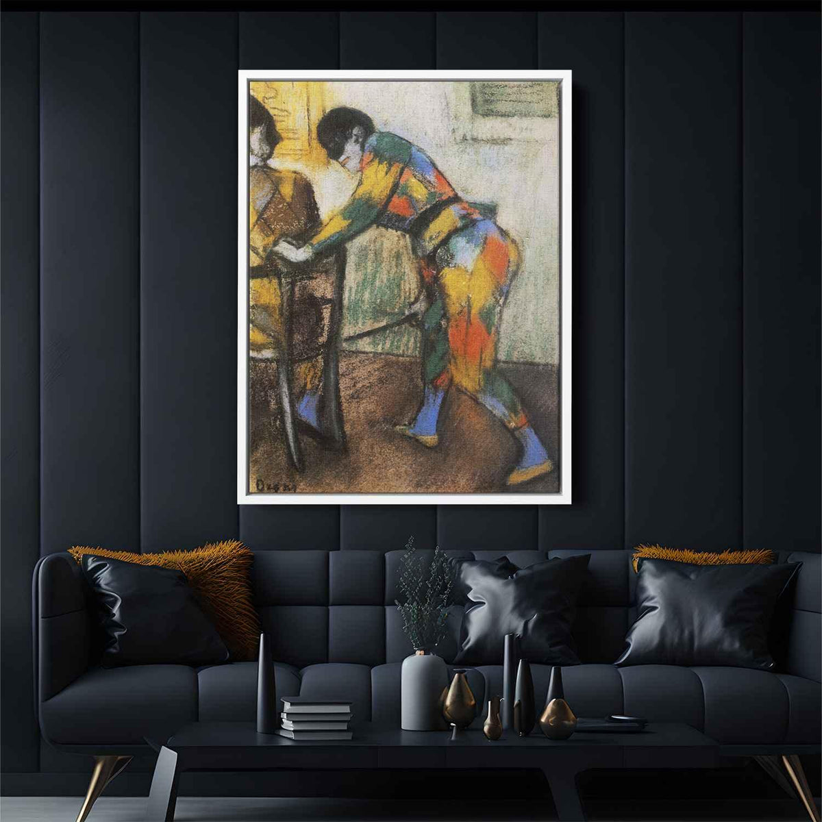 Two harlequinsby Edgar Degas Canvas Print