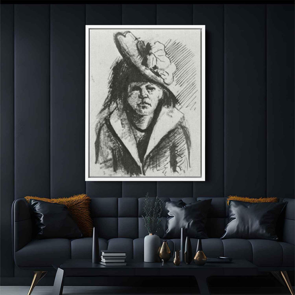 Woman with Hat, Half-Length Canvas Print