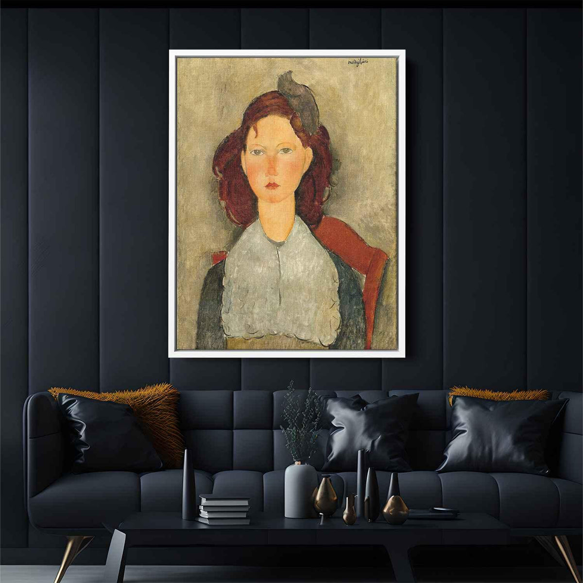 Young Girl Seatedby Amedeo Modigliani Canvas Print