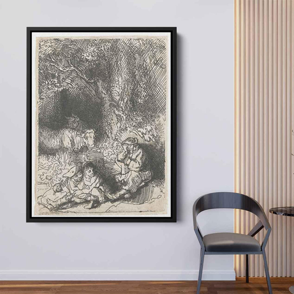 The sleeping herdsmanby Rembrandt Canvas Print