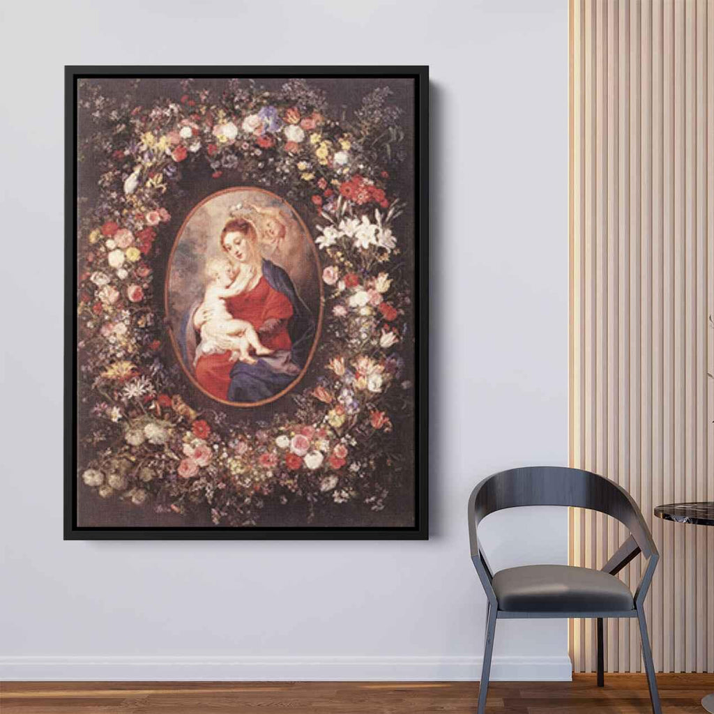 The Virgin and Child in a Garland of Flowersby Peter Paul Rubens Canvas Print