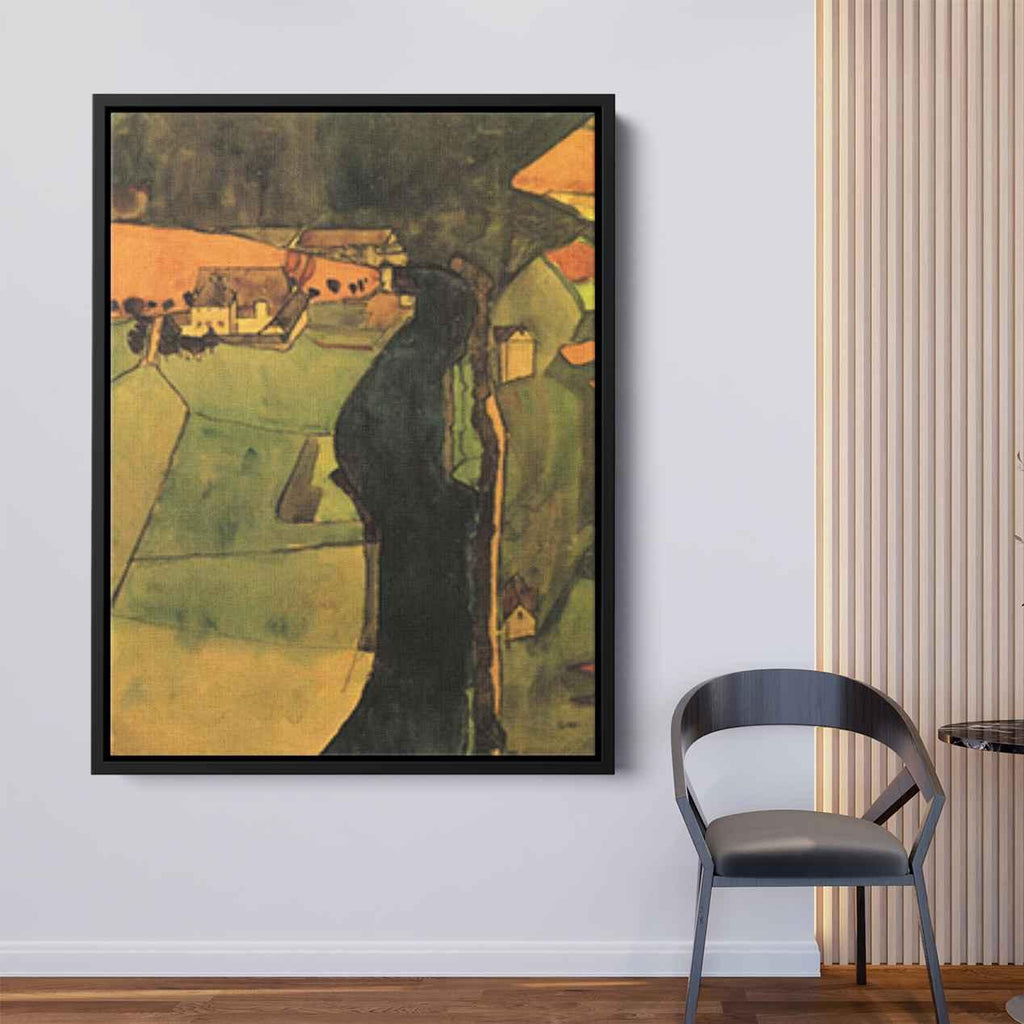 Town on the Blue Riverby Egon Schiele Canvas Print