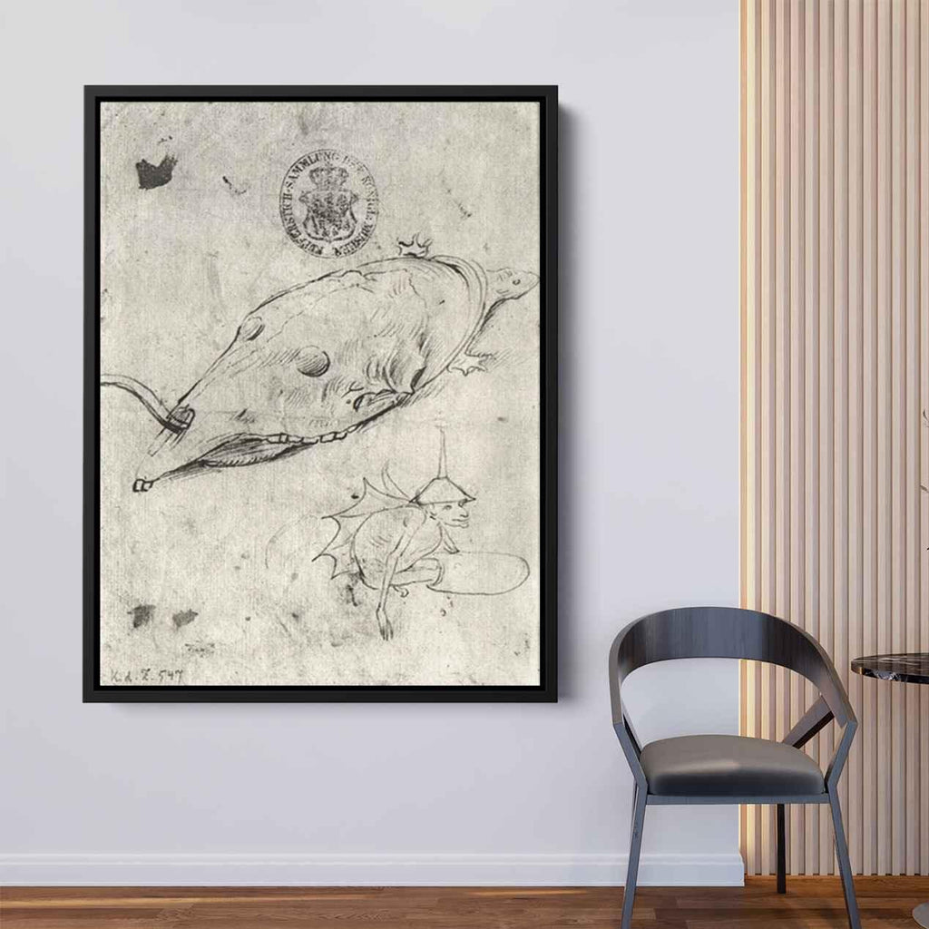 Turtle and a winged demon Canvas Print