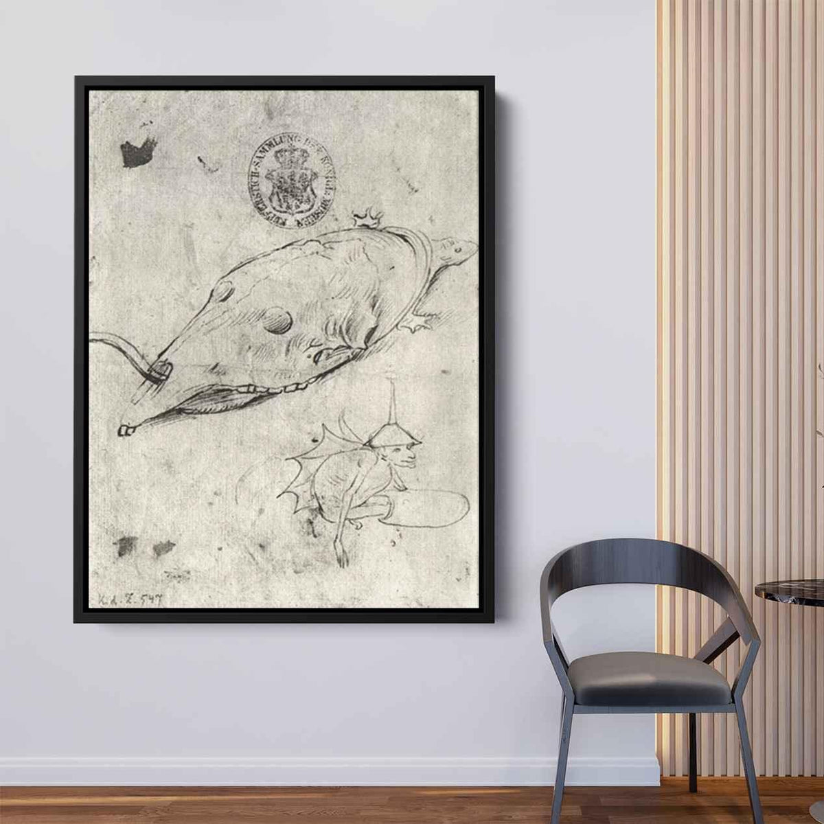 Turtle and a winged demon Canvas Print