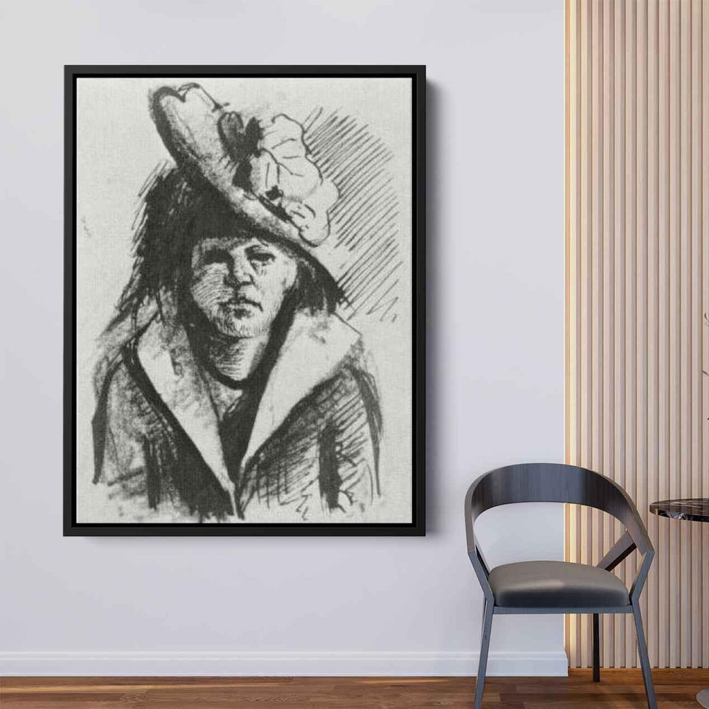 Woman with Hat, Half-Length Canvas Print