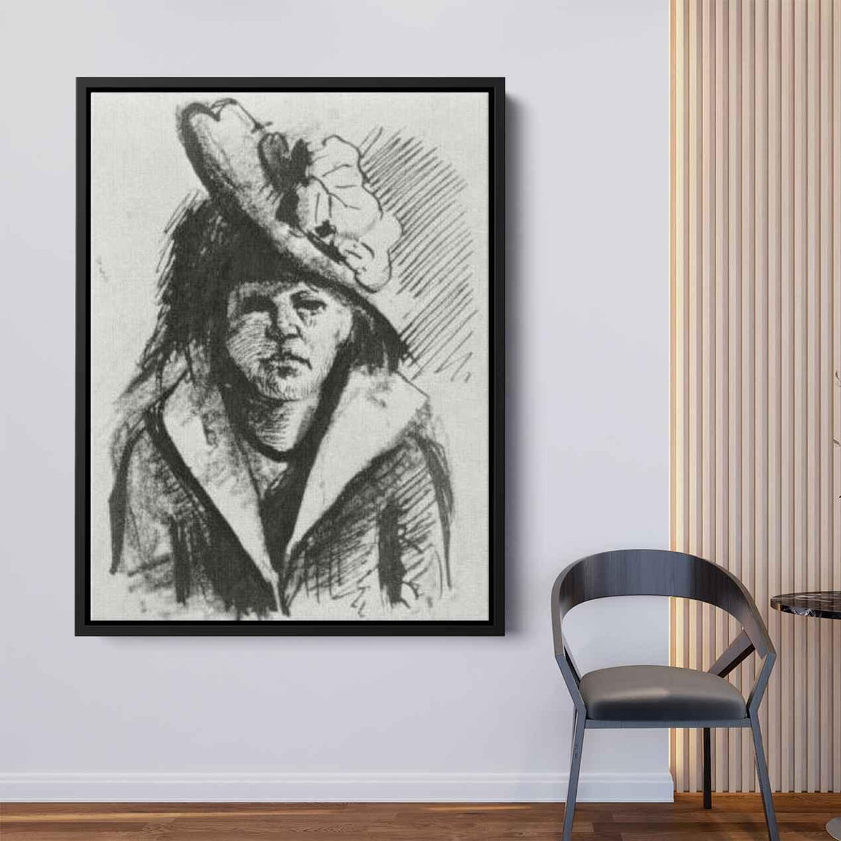 Woman with Hat, Half-Length Canvas Print