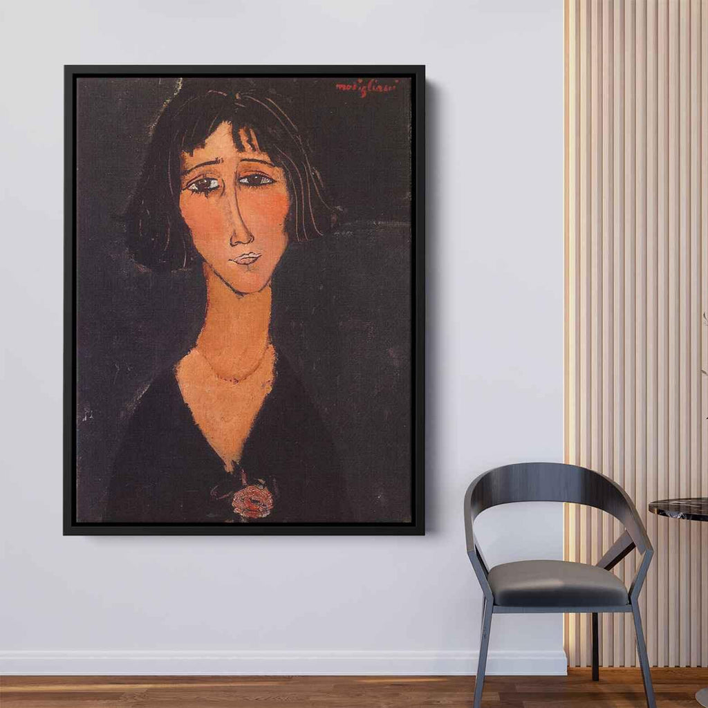 Young Girl Wearing a Roseby Amedeo Modigliani Canvas Print