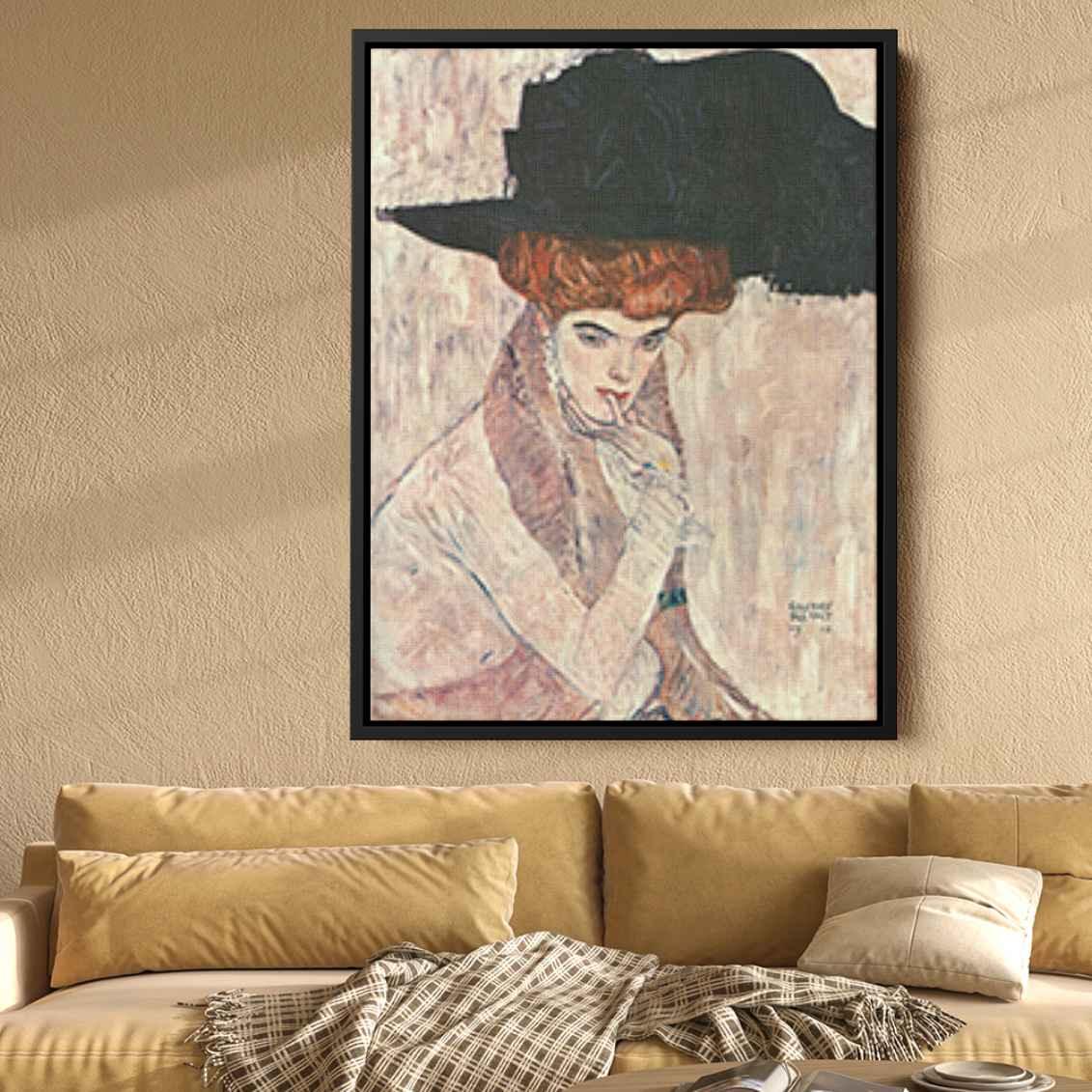 The Black Feather Hatby Gustav Klimt Canvas Print