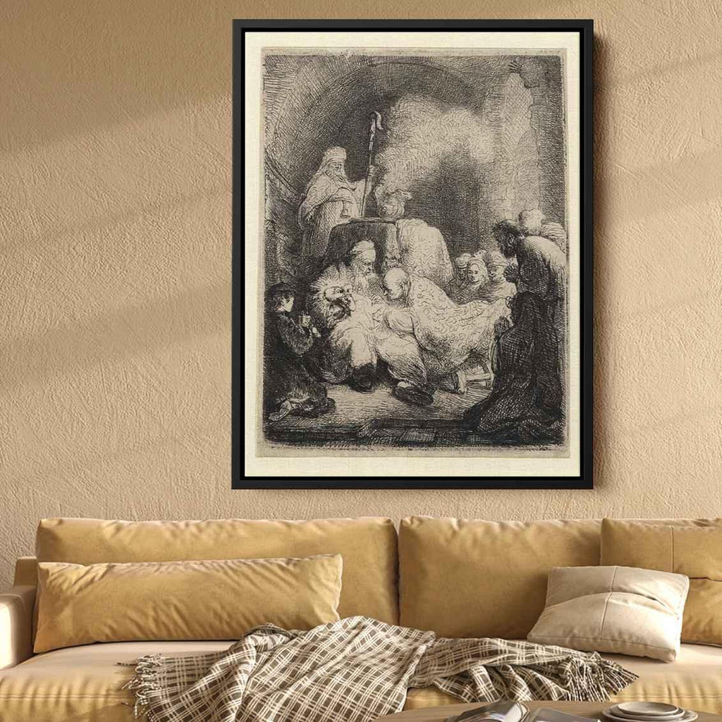 The circumcision small plateby Rembrandt Canvas Print