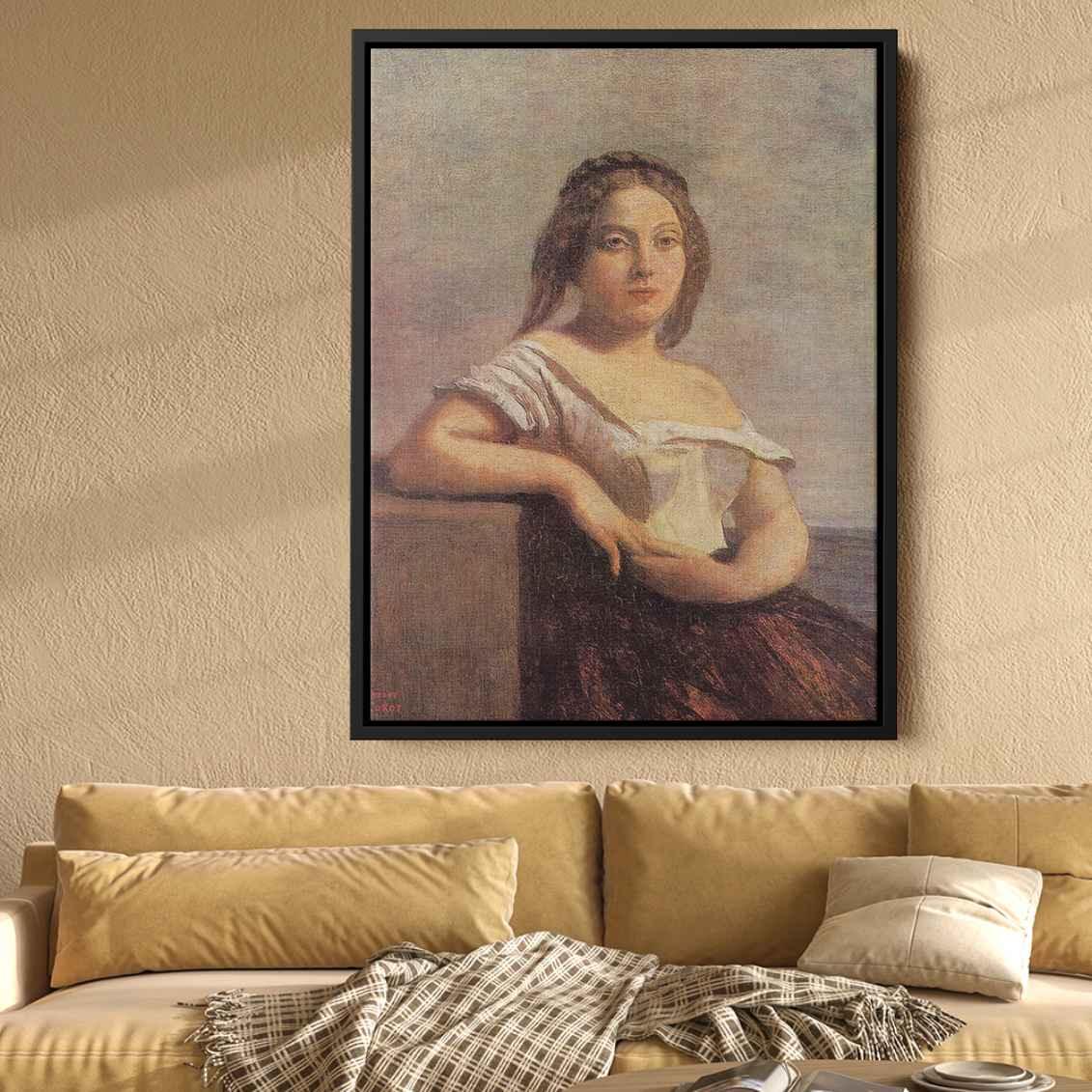 The Fair Maid of Gascony (The Blond Gascon)by Camille Corot Canvas Print