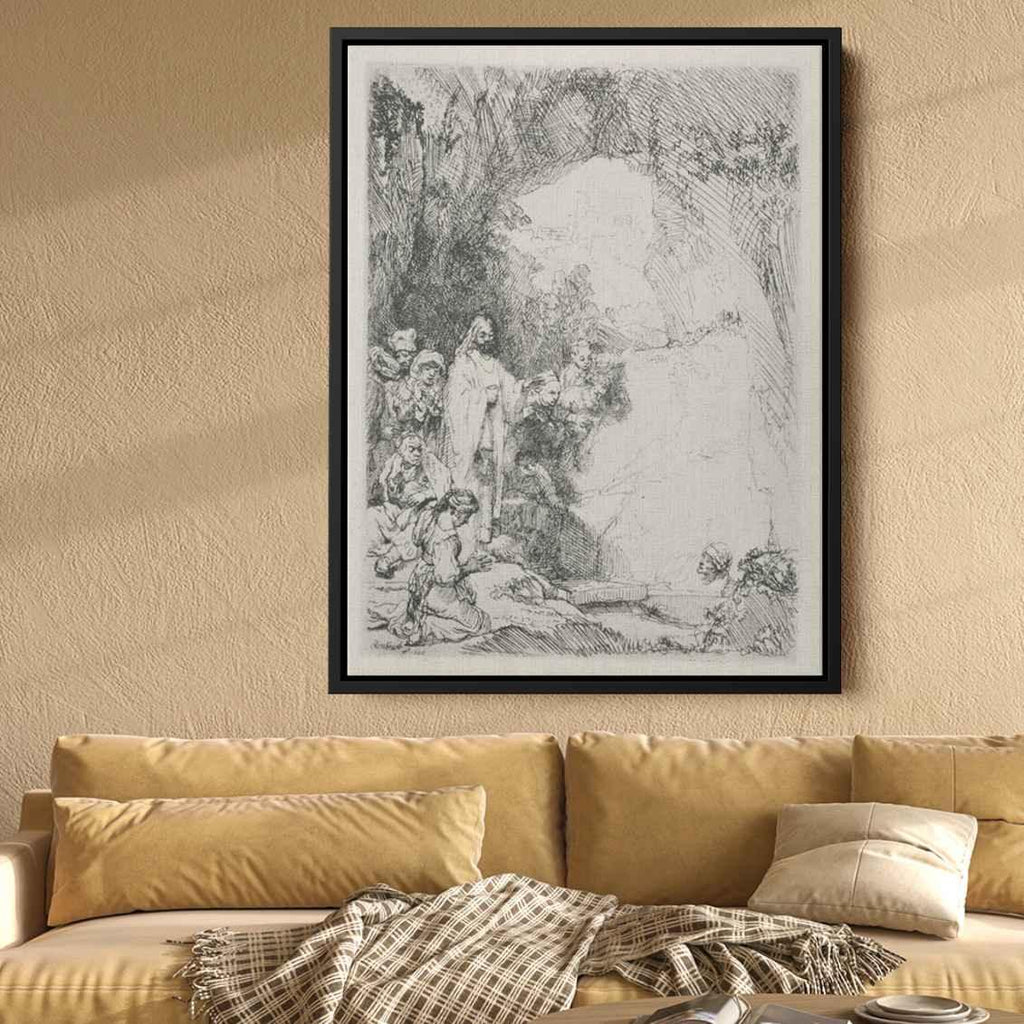 The Resurrection of Lazurus a Small Plateby Rembrandt Canvas Print
