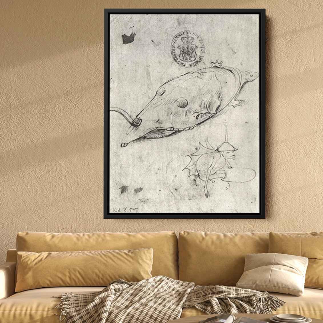 Turtle and a winged demon Canvas Print