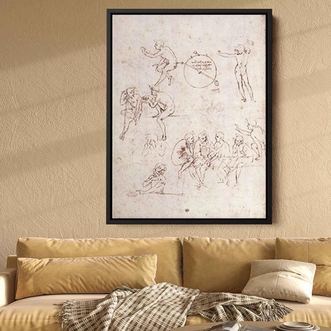 Various figure studiesby Leonardo da Vinci Canvas Print