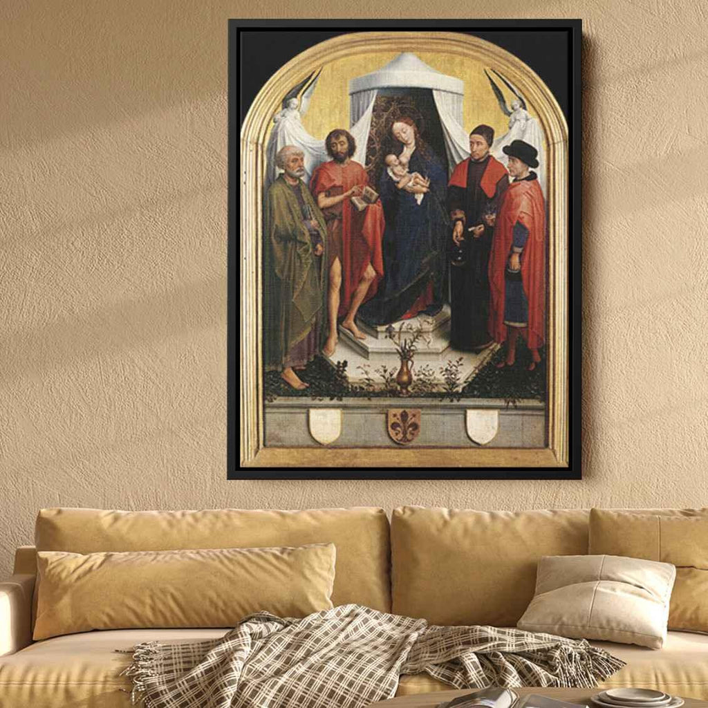 Virgin with the Child and Four Saintsby Rogier van der Weyden Canvas Print