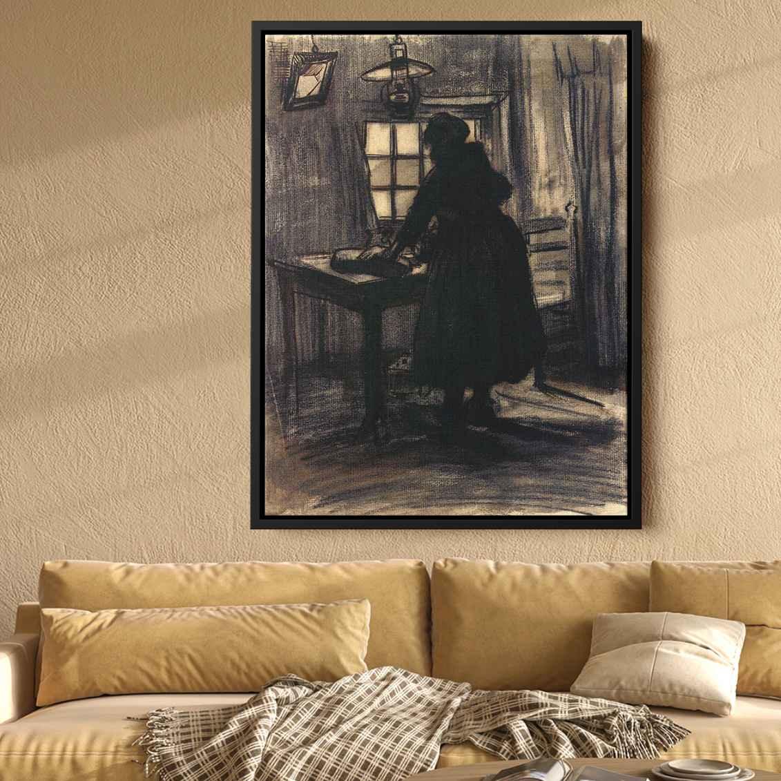 Woman Cutting Breadby Vincent van Gogh Canvas Print