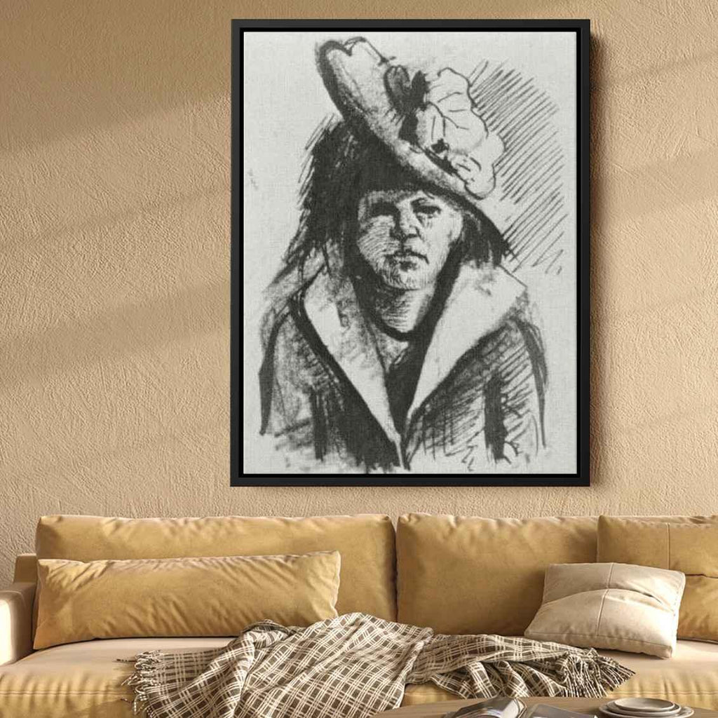 Woman with Hat, Half-Length Canvas Print
