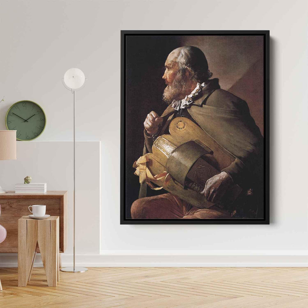 The Blind Hurdy Gurdy Playerby Georges de la Tour Canvas Print