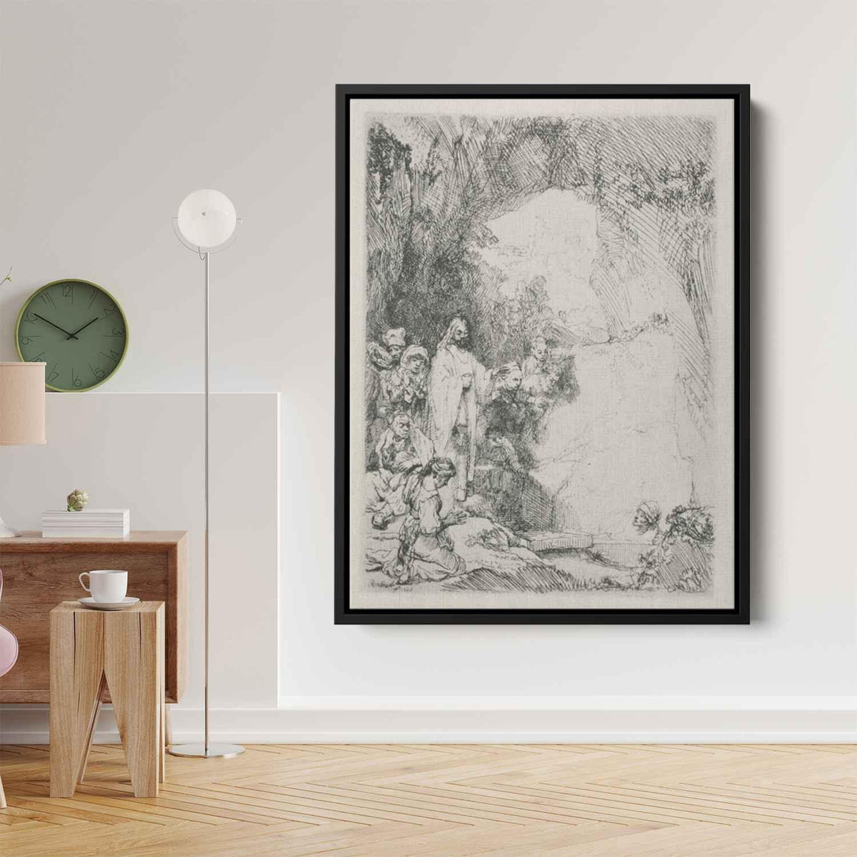 The Resurrection of Lazurus a Small Plateby Rembrandt Canvas Print