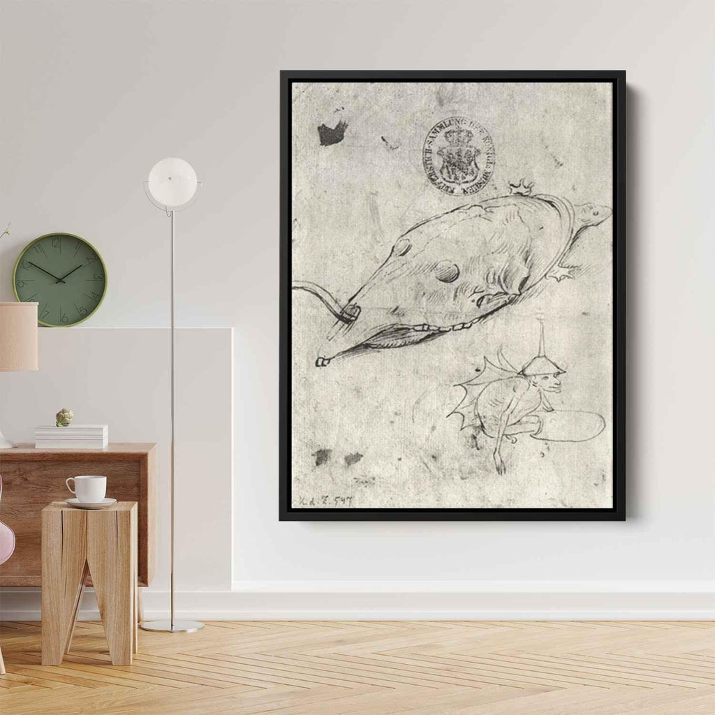 Turtle and a winged demon Canvas Print