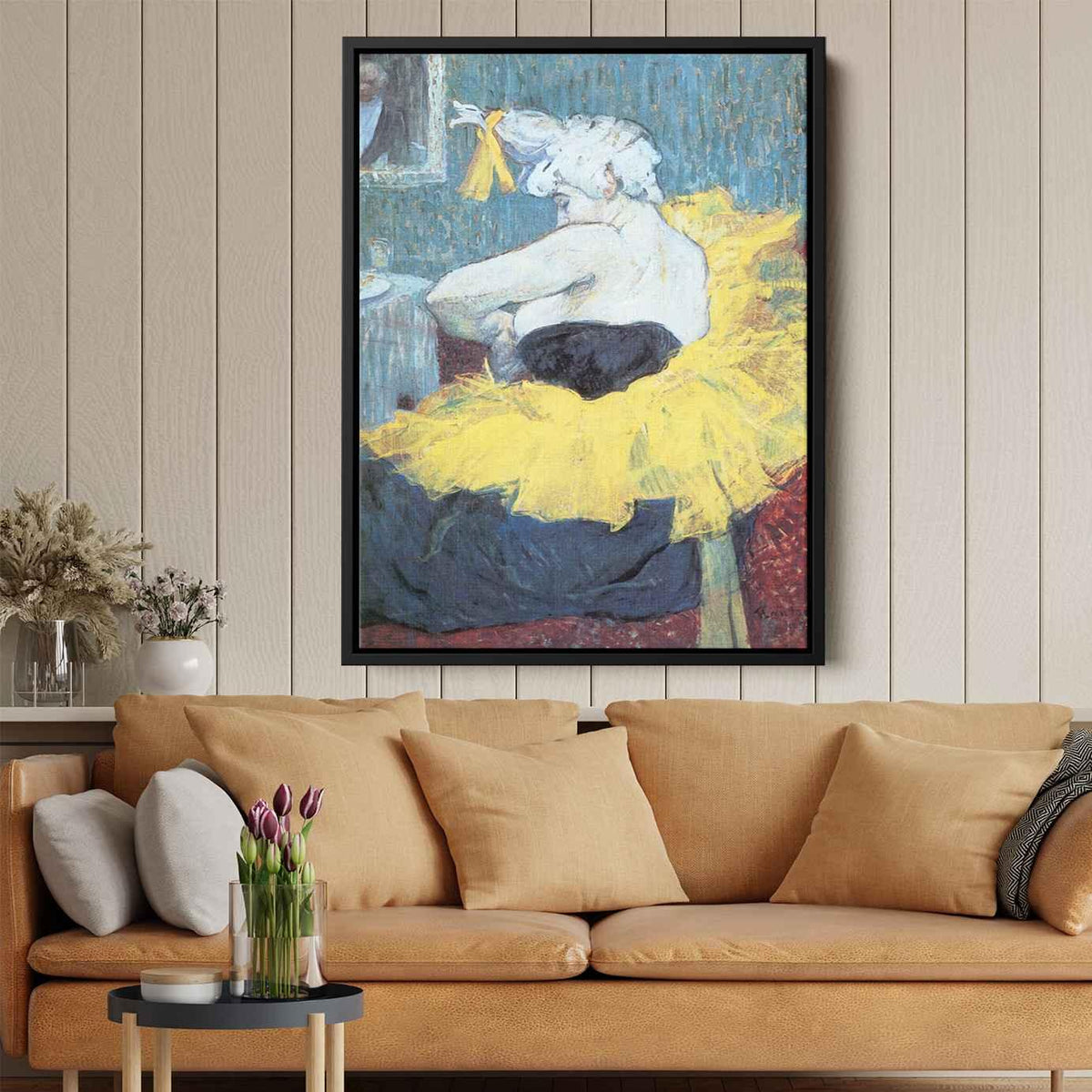 The clownesse Cha u Kao at the Moulin Rougeby Henri de Toulouse-Lautrec Canvas Print
