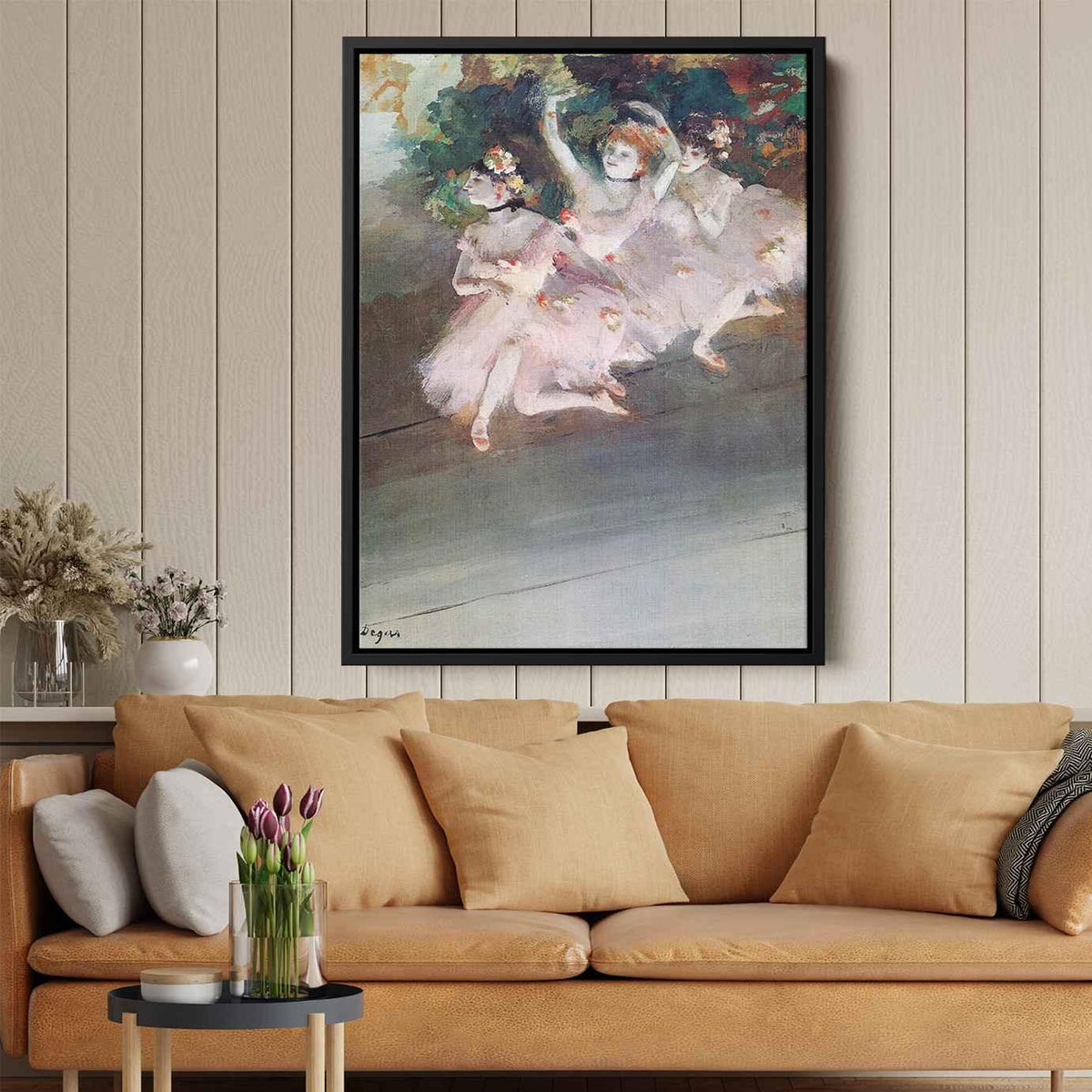 Three Ballet Dancersby Edgar Degas Canvas Print