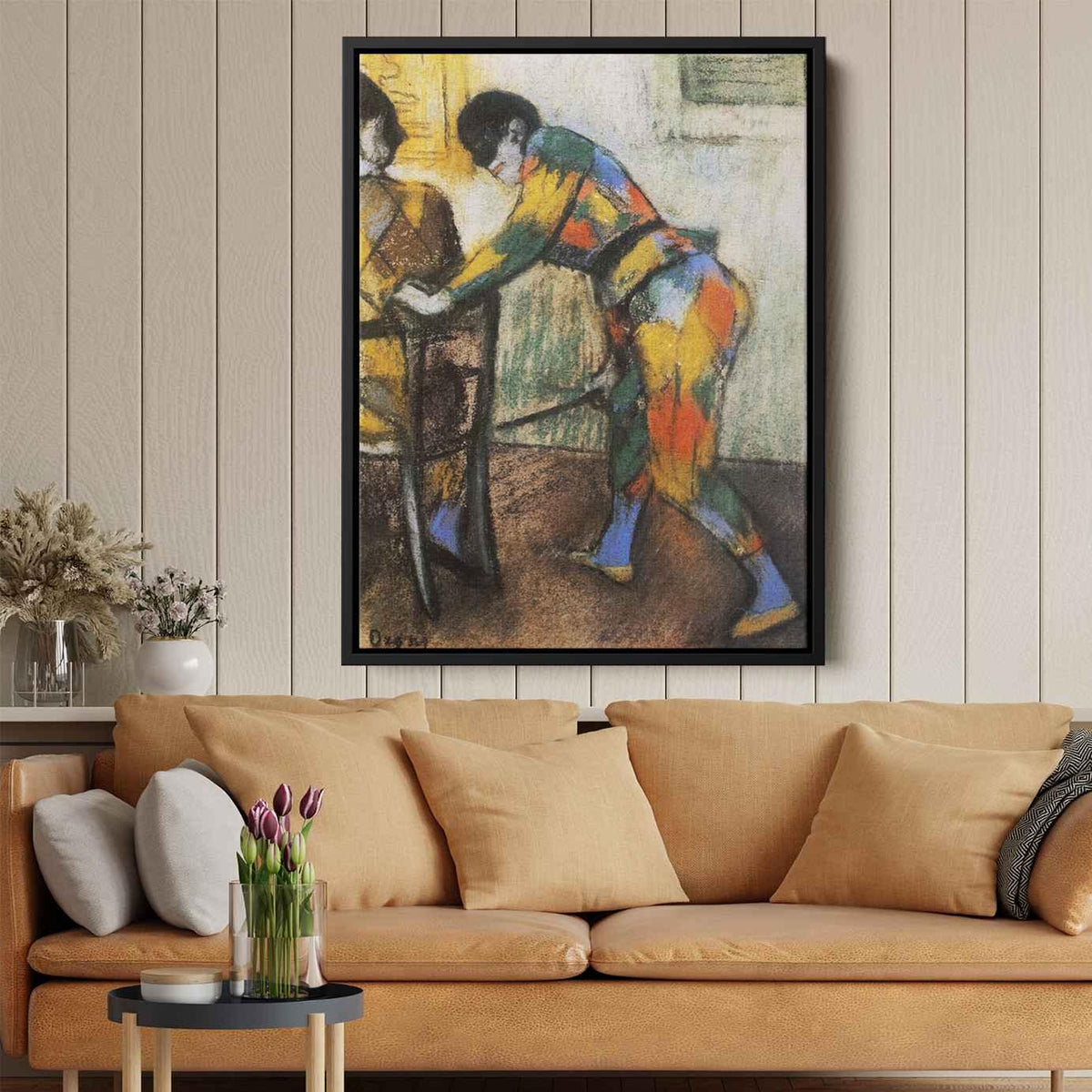 Two harlequinsby Edgar Degas Canvas Print