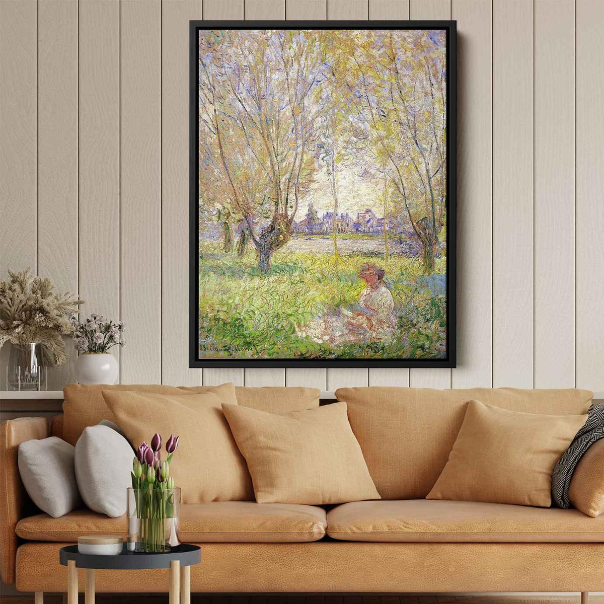 Woman Sitting under the Willowsby Claude Monet Canvas Print
