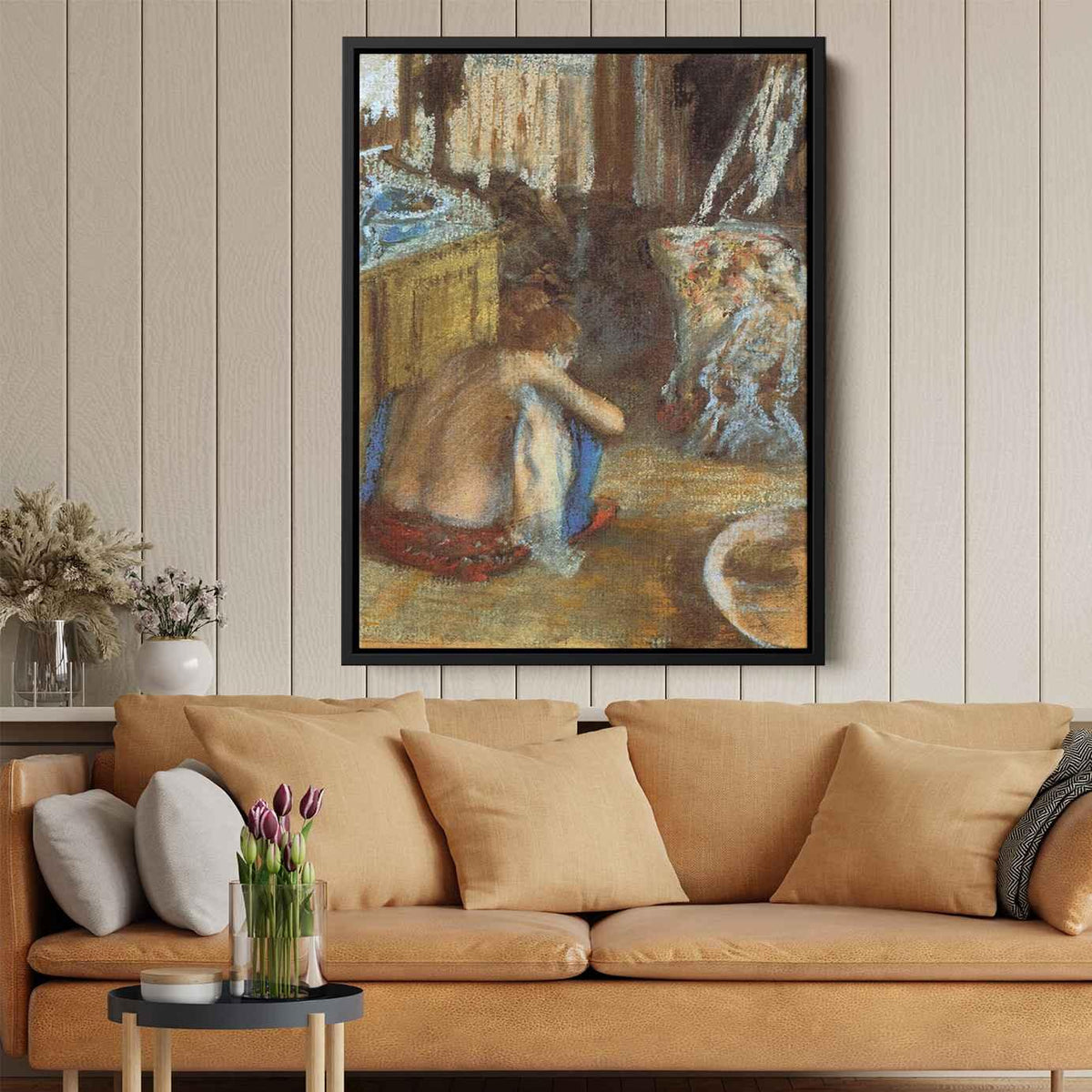 Woman Squattingby Edgar Degas Canvas Print