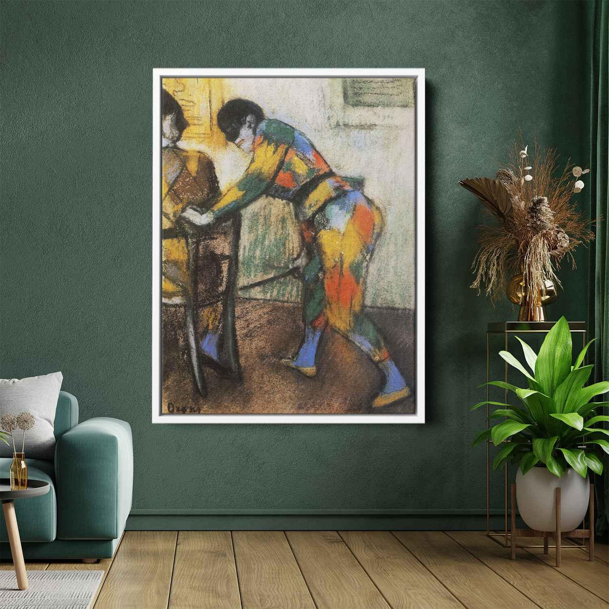 Two harlequinsby Edgar Degas Canvas Print
