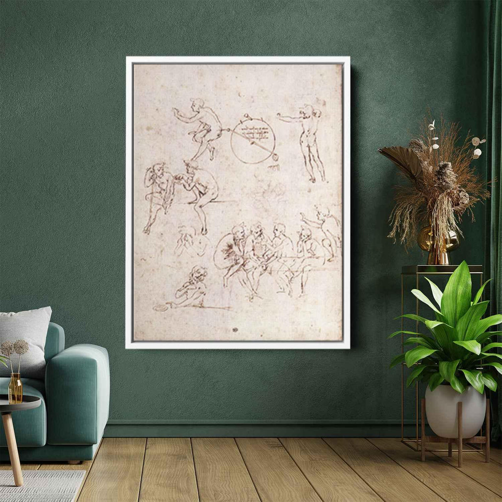 Various figure studiesby Leonardo da Vinci Canvas Print