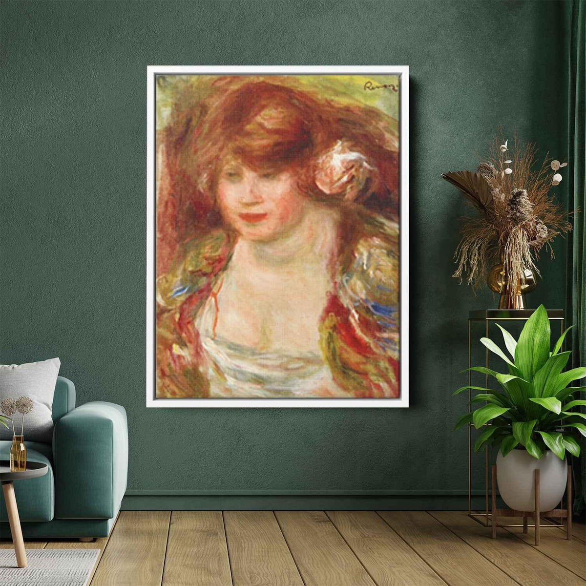 Woman Wearing a Rose Andreeby Pierre-Auguste Renoir Canvas Print