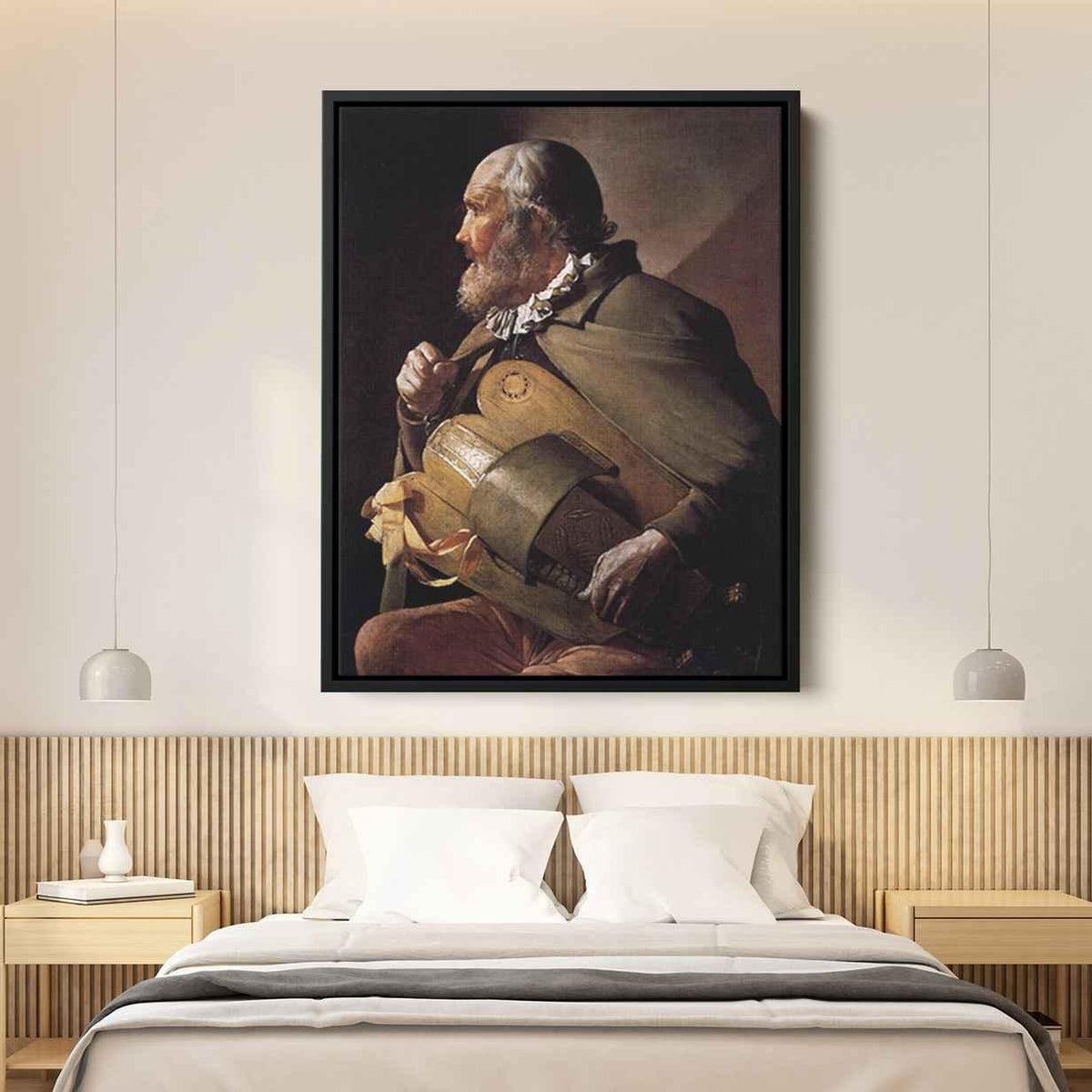 The Blind Hurdy Gurdy Playerby Georges de la Tour Canvas Print