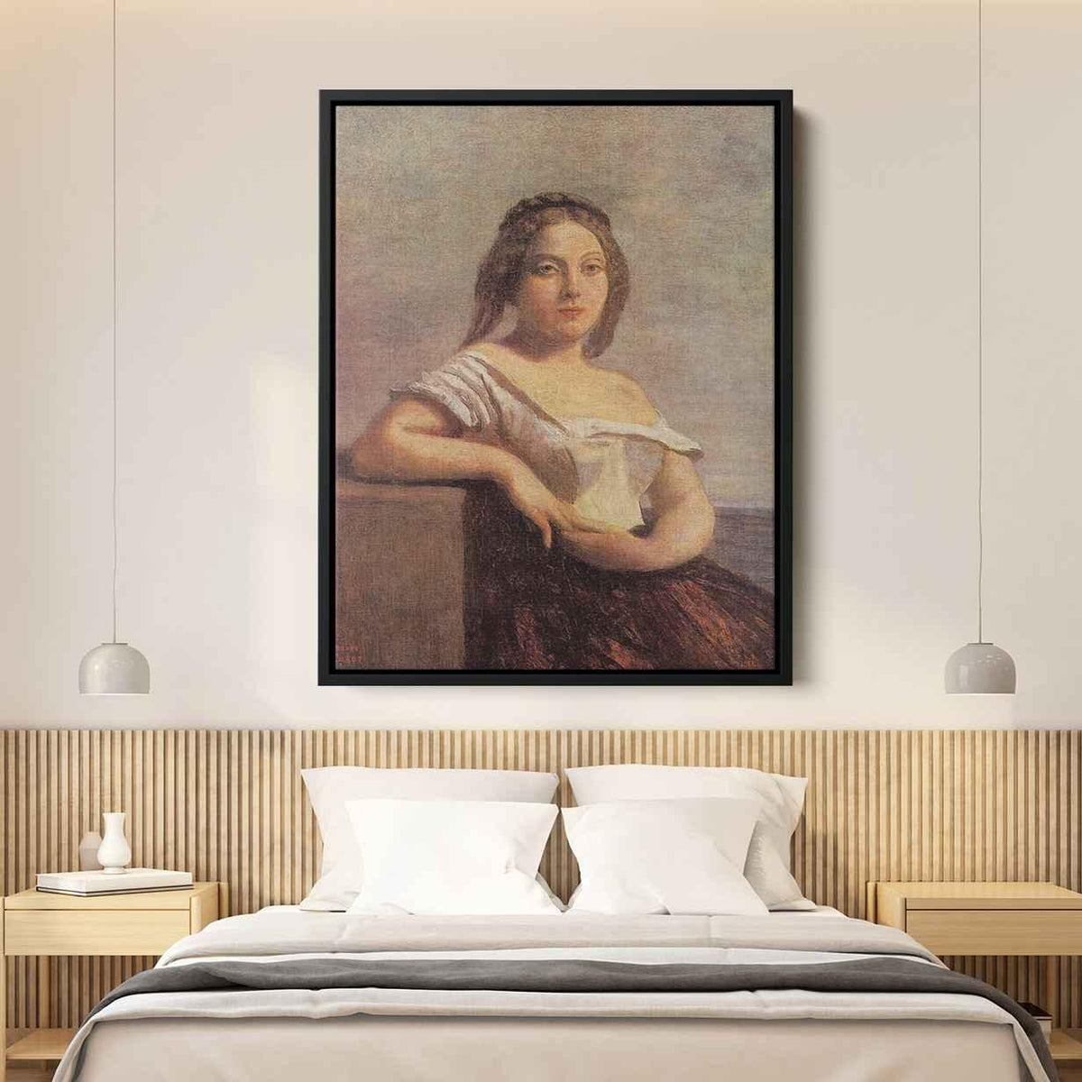 The Fair Maid of Gascony (The Blond Gascon)by Camille Corot Canvas Print
