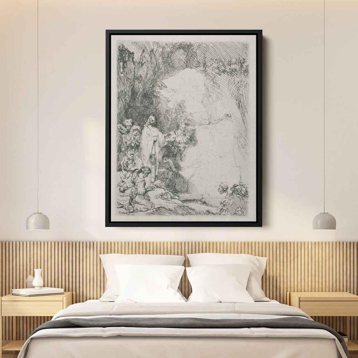 The Resurrection of Lazurus a Small Plateby Rembrandt Canvas Print